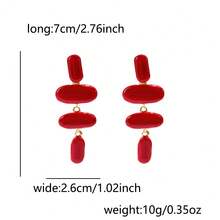 High-End Metal Base Frame, Bright Red Vertical Geometric Water Drop Pendant, Suitable For Women's Commuting And Party - Red - View 5