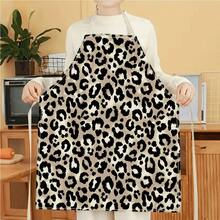 1pc Leopard Print Apron, Polyester Material, Suitable For Cooking, Barbecue, Gardening, Painting, Manicure, Unisex, Indoor And Outdoor Use - Multicolor - View 13
