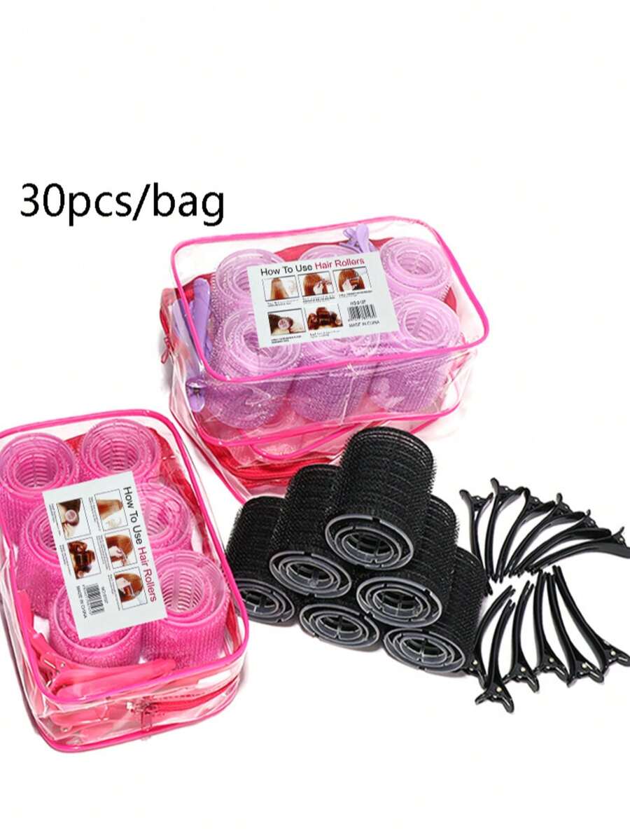 30 Pcs Self-Adhesive No Heat Hair Curlers, DIY Hair Styling Accessories, Women Hairdressing Tools - Multicolor - View 1