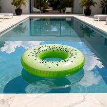 Adult Inflatable Swim Ring, Fruit Print Pool Float, Watermelon/Lemon/Lime/Orange/Kiwi/Dragon Fruit PVC Float - Kiwi Swimming Ring - View 4
