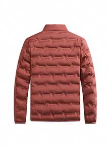 Men's Lightweight Casual Versatile Cotton Padded Stand Collar Jacket Coat, Suitable For Daily Wear, Commuting And Outdoor - Red - View 4