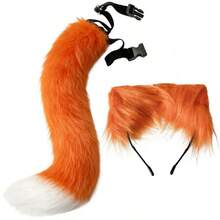 Ensemble de costume de renard orange, fourrure de renard synthétique épaisse, douce et lisse, convient pour le cosplay, les soirées en boîte de nuit, les séances photo à thème, les costumes d'Halloween, les cadeaux créatifs, accessoire décoratif amusant qui améliore l'ambiance - Multicolore - Voir 7