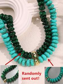 Bohemian Fashion Casual Pink Resin Beaded Necklace, Large Bead Colorful Pearl Beaded Necklace, Thick Bead Charming Jewelry, Suitable For Women's Daily And Summer Vacation - Multicolor - View 10