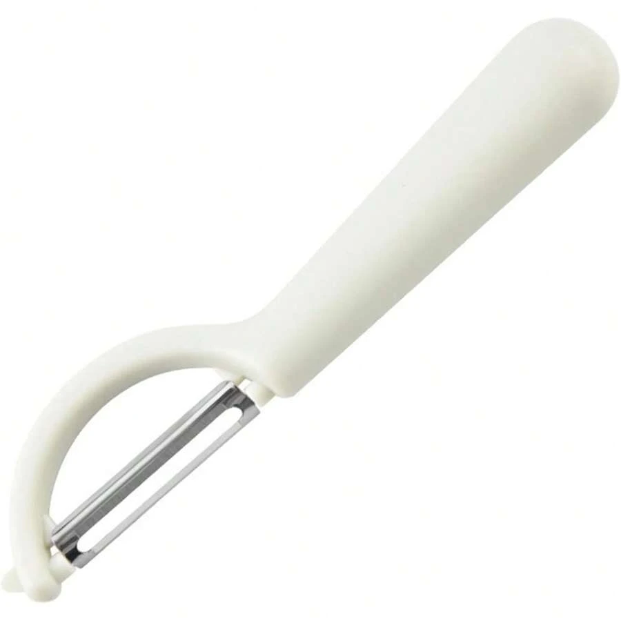 Stainless Steel Vegetable Peeler With Non-Slip Long Handle, Multi-Functional Fruit Skin Remover Kitchen Gadget - White - View 1