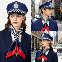 1件/2件/6件 女款帽子，附銀色徽章，黑色帽簷，藍色警察帽配格紋飾邊，萬聖節角色扮演配件 - 彩色 - 查看 7