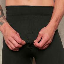 Men's Thermal Tights, Second Skin, Flannel Lining, Winter Comfort, Intense Cold, With Opening - 黑色 - 查看 3