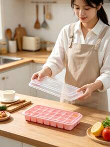 1pc 24-Compartment Transparent Silicone Ice Cube Tray, Easy To Unmold And Stackable, Suitable For Making Ice Cubes For Summer Drinks. Perfect For Kitchen, Parties And Home Use, A Must-Have For Back-To-School Season, And A Great Kitchen Gadget. - Multicolor - View 4