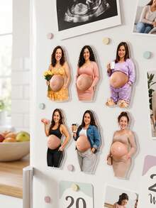 Personalisierte Acryl-Kühlschrankmagnete für schwangere Frauen. Geeignet für werdende Mütter, werdende Väter sowie Familie und Freunde. Sie eignen sich für verschiedene Anlässe wie Schwangerschaftserinnerungen, Babygeschenke, Muttertag und Geburtstage. - Verschiedenfarbig - Übersicht 4
