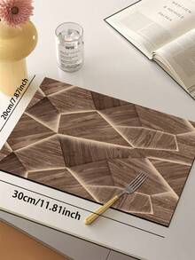 1pc Vintage Faux Wood 3D Triangle Patchwork Pattern, Suitable For Kitchen, Bathroom, Entryway, Laundry Room, Living Room, Garden, 3.5mm Cuttable Indoor Mat, Non-Slip And Absorbent, Entrance Rug, Kitchen Carpet - Multicolor - View 14