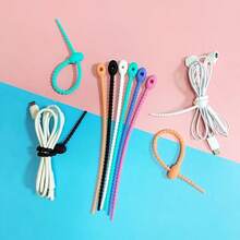 20Pcs Color Multifunctional Silicone Cable Ties Cable Ties Storage Rope Silicone Cable Ties Color Data Cable Ties Reusable Multifunctional Headphone Winding Cable Ties - Multicolor 20pcs - View 4