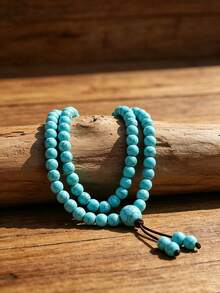 Boho Style 108 Beads Turquoise Wrap Bracelet,Serving As Both A Necklace, Spirituality & Religion,Prayer Beads, Yoga Meditation Jewelry For Women Men - Baby Blue - View 2
