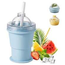 2026 Silicone Ice Cube Mold Cup 2-In-1, Portable Lid Iced Coffee Cup, Leak-Proof Smoothie Cup Mold, Suitable For Home, Fitness, Outdoor, Reusable With Straw - View 8