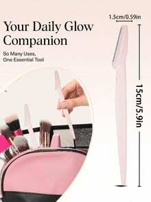 1/10/20pcs Warm Pink Multi-Function Beauty Set, Combines Eyebrow Trimming, Shaving, Exfoliating And Hair Removal Functions, Includes Eyebrow Razor, Long Handle Facial And Body Cleansing Tool And Protective Cap, Suitable For Home Daily Use - Multicolor - View 11