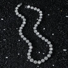 1 Set Collar y Pulsera de Hombre con Cadena de Diamantes Redondos de Cristal - Estilo A - Ver 18