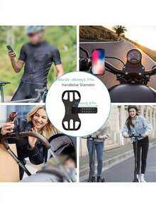 適用 4-7 吋手機的自行車手機架，360° 旋轉、防震防滑把手支架，耐用黑色 ABS 材質 GPS 支架，金屬夾緊機構，適合公路車與登山車，免持導航配件 - 彩色 - 查看 5
