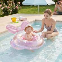 Baby Swimming Float Ring, Toddler Swim Ring With Steering Wheel, Inflatable Baby Swim Seat, Summer Kids Water Float Toy - Pink - View 2