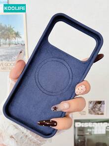 1pc Deep Navy Blue Smooth Silicone + PC Magnetic Phone Case, Inner Flocked Anti-Scratch Cushioning, Business Minimalist Fashion Design, Raised Camera Frame Anti-Wear, Compatible With Iphone 18 Pro/18 Pro Max/17/17 Pro/17 Pro Max/16/15/14/13/12/11 - Far Peak Blue - View 6