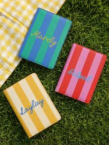 Takeoak 4 Packs Custom Name Striped Travel Set Passport Holder Eye Mask With Storage Bag Cute Stickers Personalized Gifts For Bride Wedding Couples Travel - Multicolor - View 11