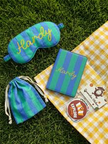 Takeoak 4 Packs Custom Name Striped Travel Set Passport Holder Eye Mask With Storage Bag Cute Stickers Personalized Gifts For Bride Wedding Couples Travel - Multicolor - View 12