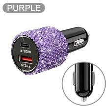 Adaptor Charger Mobil USB-C PD Bling Bling, Pengisian Cepat, Cocok untuk Berbagai Kendaraan Kecil, Kabel Pengisian Cepat 3-in-1 dengan Lampu LED dan Kristal Berlian Imitasi, Hadiah Terbaik untuk Pesta Ulang Tahun dan Liburan untuk Pria/Wanita - Beraneka warna - View 18