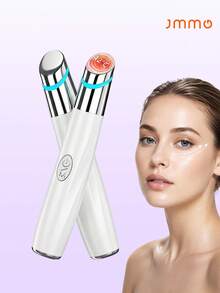 JMMO 1pc Electric Facial And Eye Massager, Gentle Vibration And Heating Function, Relaxing Eye Skin, Reducing Dark Circles, Eye Bags And Wrinkles, Portable Universal Design, Essential For Daily Facial Care, No Charging Cable Included With Shipment - White - View 1