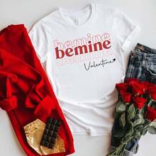 [blusas para mujer]Camiseta "Sé mío" para San Valentín, Camiseta "Sé mío", Camiseta de San Valentín, Feliz día de San Valentín, Camiseta a juego para parejas, Regalo de San Valentín - Blanco - Ver 1