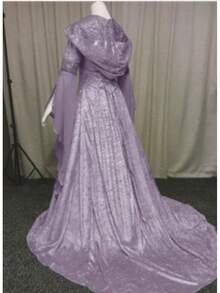 Disfraz de cosplay para mujer, estilo medieval retro, vestido de novia con capucha y corsé de 8 colores para cosplay y Halloween. - Negro - Ver 8