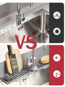Kitchen Faucet Splash Guard Silicone Mat, Sink Countertop Anti-Stain Draining Mat, Anti-Water Accumulation Design, Easy To Clean, Suitable For Cleaning Tools, Dispenser Bottles, Bottles, Cups - View 3