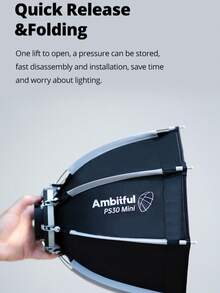 AMBITFUL PS22/30 Mini 柔光箱，22/30cm 快拆式便攜柔光箱，附 Bowens 接環、擴散罩與收納袋，適用攝影 LED 攝影燈工作室照明 - 查看 8