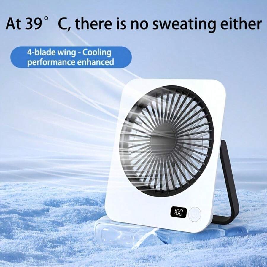 Portable Desktop Mini Fan, 5-Speed Adjustable, USB Rechargeable Table Fan, Digital Display Mini Hanging/Standing Fan, Outdoor Handheld Fan, Portable Durable Fan For Office, Dorm, Outdoor Travel - Desk Fan - View 1