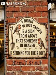 Placa Conmemorativa del Robin del Jardín, Letrero de Arte de Pared de Metal Vintage, Decoración para el Hogar y el Exterior, Regalo de Condolencias, "Robin en el Jardín" Decoración de Jardín, Regalo Conmemorativo para Seres Queridos Fallecidos - Multicolor - Ver 3