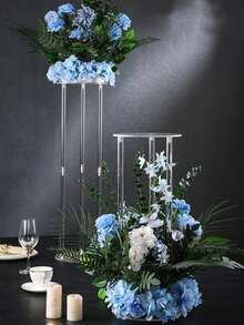 1 Stück eleganter Hochzeits-Blumenständer, transparente quadratische Acryl-Säulen-Dekovase, rechteckige Hochzeits-Tischdekoration, Event-Party-Weihnachts-Tischdeko, Blumenständer - Transparent - Übersicht 4