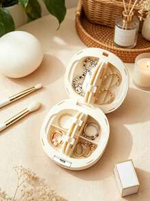 2-In-1 Round Pill Cutter & Portable Mini Multi-Layer Pill Storage Box, Convenient Pill Organizer, Easy-To-Use Design, Plastic Material, Simple And Practical, Suitable For Daily Medication And Travel, Perfect Birthday, Back To School, Mother's Day And Easter Gift - Multicolor - View 3