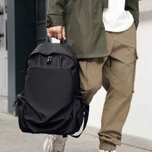 Sac à dos décontracté spacieux pour hommes avec un design simple, parfait pour l'école, l'université, les voyages et les excursions. - noir - Voir 3