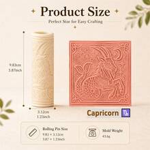 12 Zodiac Embossed Rolling Pin, Astrology Clay Texture Roller, Polymer Clay Stamp Tool, Ceramic Pottery Embossing Roller For DIY Craft Making - Multicolor - View 18