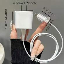 4件組金屬網銀色小蝴蝶結充電器保護套組，適用於Apple 18/20W充電器。套組包含一個數據線保護套，防止數據線裂開。防污、可愛時尚日韓風設計，節日小禮物，送給好友女友 - 彩色 - 查看 4