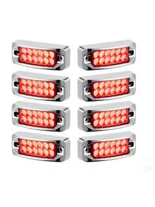 8pc Plafon Lateral Rectangular Pestaña Estrobo Focos 12-24v - rojo - Ver 1