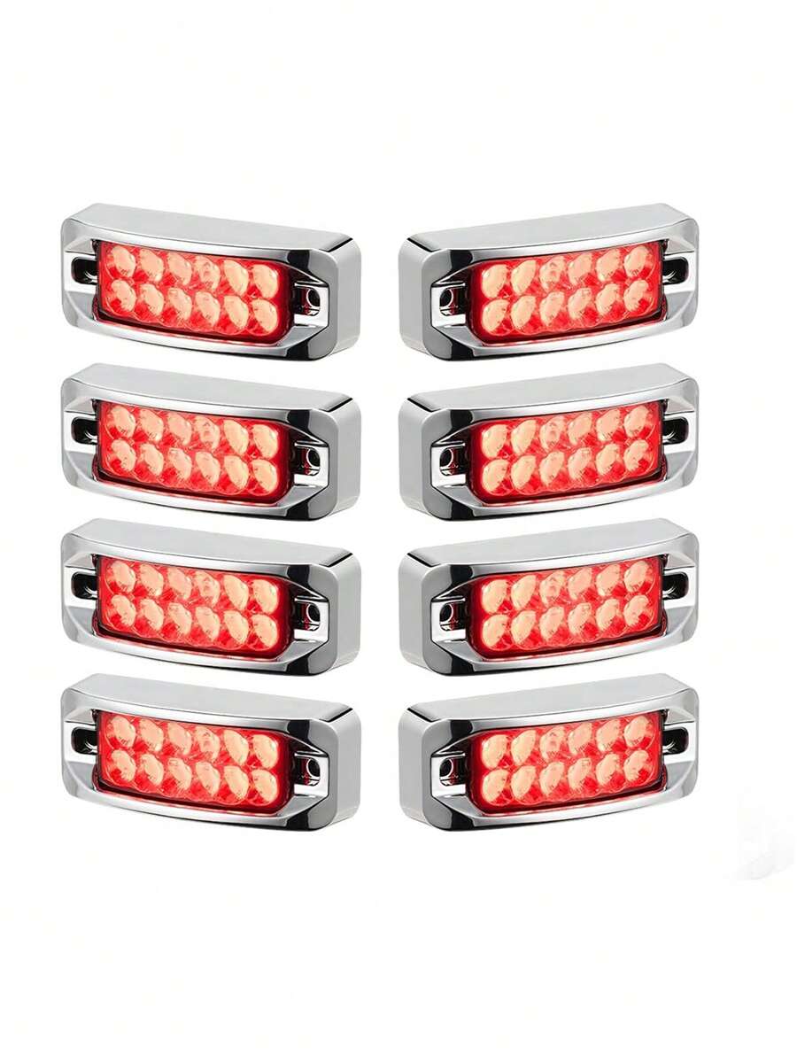 8pc Plafon Lateral Rectangular Pestaña Estrobo Focos 12-24v - rojo - Ver 1
