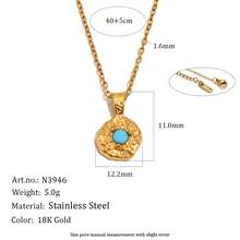 S SHOPBOHO 1pc 18K Gold Plated Stainless Steel Birthstone Pendant Necklace, Hammered Texture Coin Pendant, Personalized Birthday Gift Jewelry For Her - Birthstone - View 9