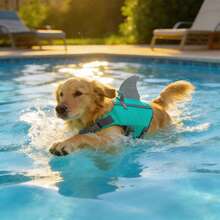 Metglad Dog Life Jacket, Cute Fin Design Pet Swim Vest, High Reflectivity And Excellent Buoyancy, Equipped With Sturdy Rescue Handle And Towing Ring, Adjustable Size, Suitable For Small, Medium And Large Dogs - Cadet Blue - View 8