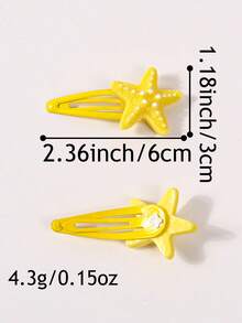 12Pcs Sparkly Starfish BB Hair Clips, Macaron Multicolor Sea Star Barrettes Cute Mermaid Beach Hair Accessories For Girls Daily Party Decor - Multicolor - View 6