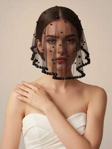 Blush Veil Short Pearl Blush Full Face Bridal Veil - Multicolor - View 4