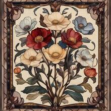 1 Set 46*46cm/18.11*18.11inch Vintage Floral Cross Stitch Kit (Semi-Finished), DIY Art Needlework Materials, 11CT Cross Stitch Decorative Painting, Creative Handmade Gift. Complete Set Home Decor Printed Cross Stitch Crafts, Suitable For Home Decor Knitting Art. Frame Not Included - Retro Floral - View 15