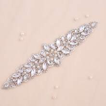 1pc Handmade Pearl Rhinestone Bridal Belt - Sliver Applique - View 3