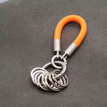 Men's Braided Rope Keychain, Commuter Multi-Compartment Key Storage Lanyard, 8-Ring Classified Key Ring, Car Key Lanyard Multi-Function Metal Ring Minimalist Premium Key Pendant, Outdoor Anti-Slip Paracord Handheld Key Pendant Multi-Function Classified Key Ring - Multicolor - View 8