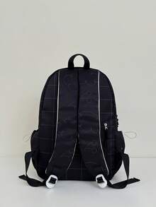 1pc Solid Color Nylon Large Capacity Backpack, Fashion Casual Student Backpack For Commuting, School, Travel, Unisex - Black - View 4