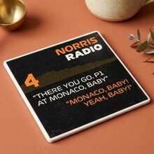1pc 10cm*10cm Ceramic Coaster F1 Radio TR Style Fun Racing Non-Slip Heat-Resistant Absorbent Coaster, Suitable For Dinner, Afternoon Tea Or Breakfast - Orange - View 1