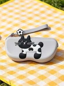 Silicone Zipper Eyeglass Case, Eyeglass Storage Bag, Cartoon Cat Letter Star Soft Silicone Patch Decoration, Waterproof Shockproof Dustproof Protection, With Lanyard Portable Eyeglass Bag, Suitable For Sunglasses, Nearsighted Glasses, Reading Glasses, Travel Outdoor Daily Storage Organizer Box, Graduation Season Back To School Season Gift, Holiday Gift, Suitable For Daughter, Girlfriend, Wife, Student Women - Multicolor - View 8