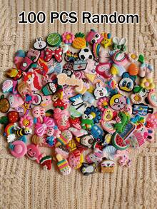 10pcs/20pcs/30pcs/50pcs/100pcs Random Style Shoe Charms, Fashionable Cute Cartoon Design Shoe Charms, Compatible With Clogs Random Style Decorative Buckles (Random Style: Various Styles, Uncertain, Only Partial Images Shown). Please Select Quantity Based On Your Needs, Patterns Are Random. - Multicolor - View 7