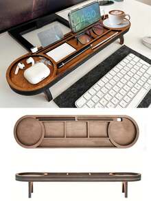 1 buah Organizer Meja Kayu Kompak, Cocok untuk Pena, Kacamata Modis, Ponsel dan Baki Keyboard, Desain Minimalis, Aksesori Kantor Kayu Tahan Lama, Finishing Alami, Dekorasi Meja yang Elegan - View 1